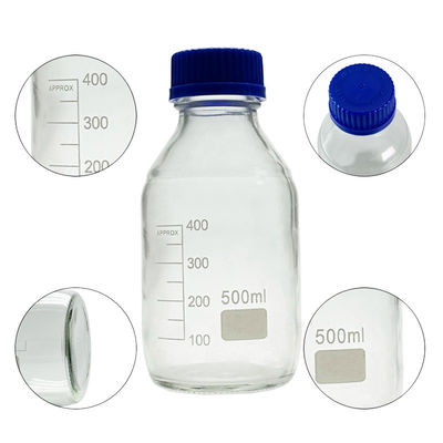 OEM ODM 500 мл реагента СМИ стеклянные лабораторные бутылки с голубой винтовой крышкой