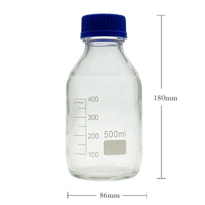 OEM ODM 500 мл реагента СМИ стеклянные лабораторные бутылки с голубой винтовой крышкой