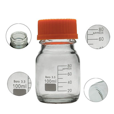Настраиваемые стеклянные лабораторные бутылки емкости 100 мл