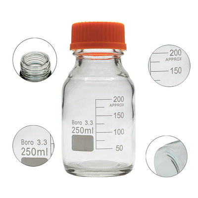 качество  Customizable Laboratory 250ml Round Bottom Yellow Screw Glass Media Storage Reagent Bottle завод